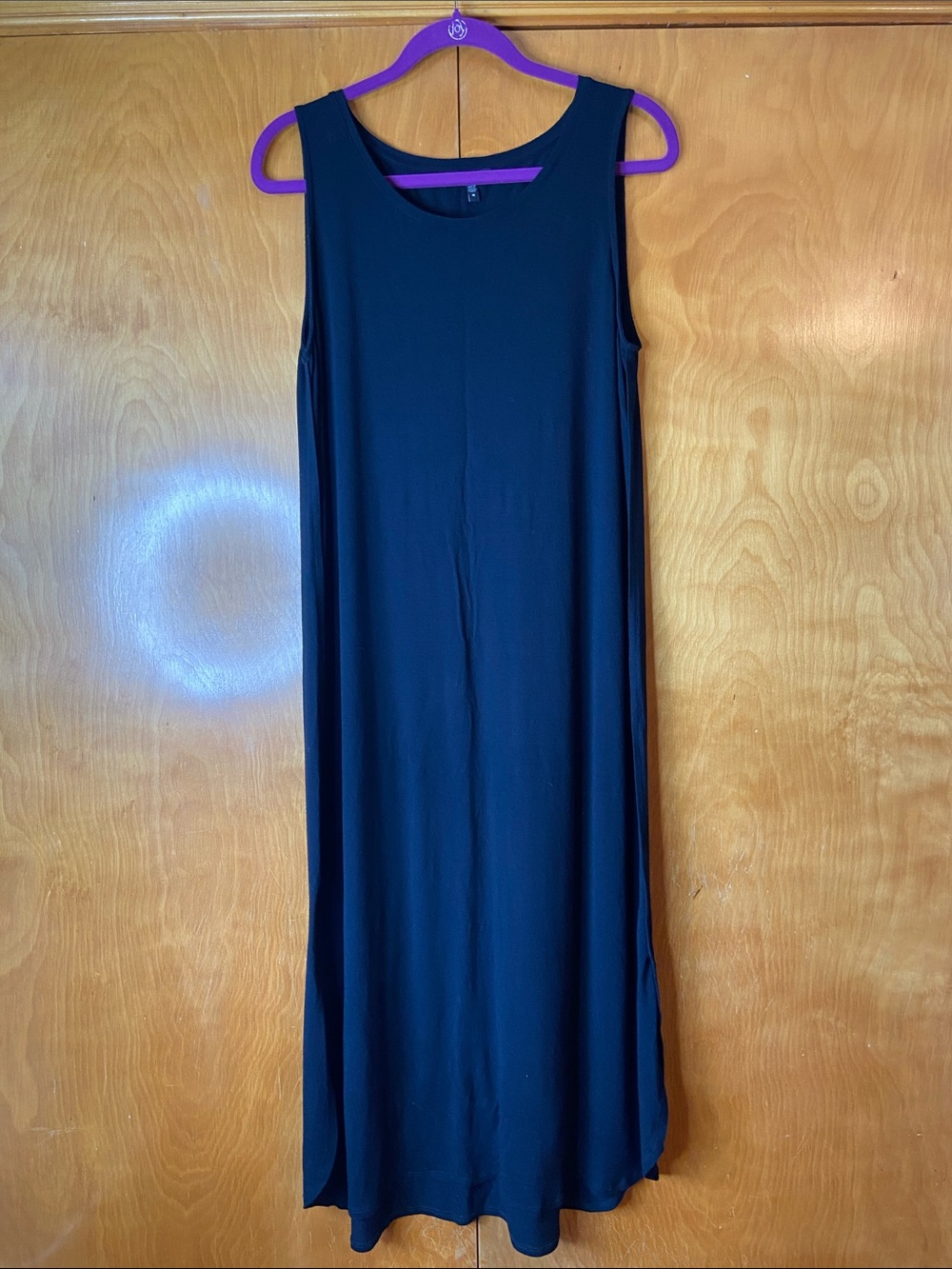 Eileen Fisher Black Stretch Jersey Knit Tank Dress. Size M